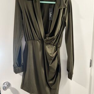 NWT Lulu's Olive Green Draped Dress WOMENS MEDIUM